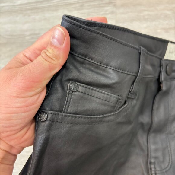 Charlie Paige Black Faux Leather Slim Fit Cotton Pants sz S - Picture 6 of 10